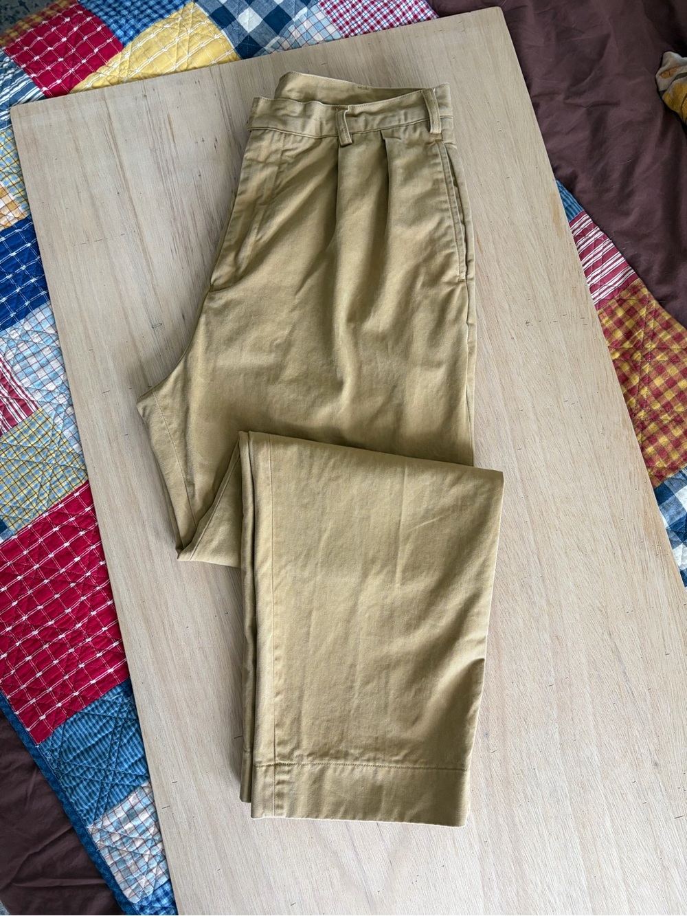 Men's Classic double pleated Chino Pants Khaki 34x30 all cotton